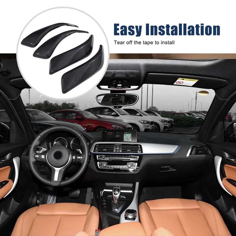 Inner Door Handle Cover Trim Sticker Real Carbon Fiber Car Door Armrest Protector Cover For BMW 1 2 Series F20 F21 F22 2012-2018 view 4