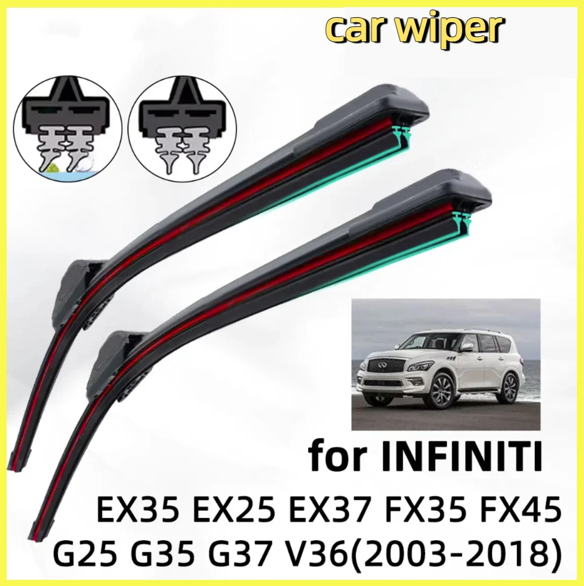 

Double Rubber Car Wiper for INFINITI EX35 FX37 FX45 G25 G35 Sedan G37V36 Front Wiper Blades Brushes CutterAccessories Windscreen