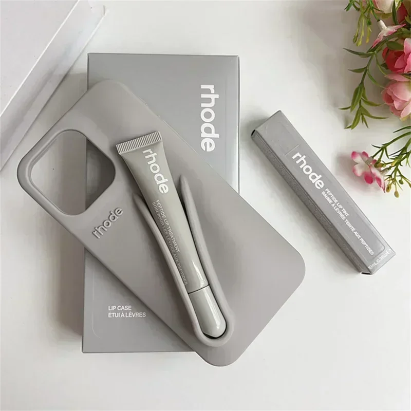 Casing HP 2025 untuk iPhone 17 Air 16 15 14 13 12 11 Pro Max Plus, Tempat Lip Gloss, Bahan Silikon Lembut dengan Kotak dan Lipstik