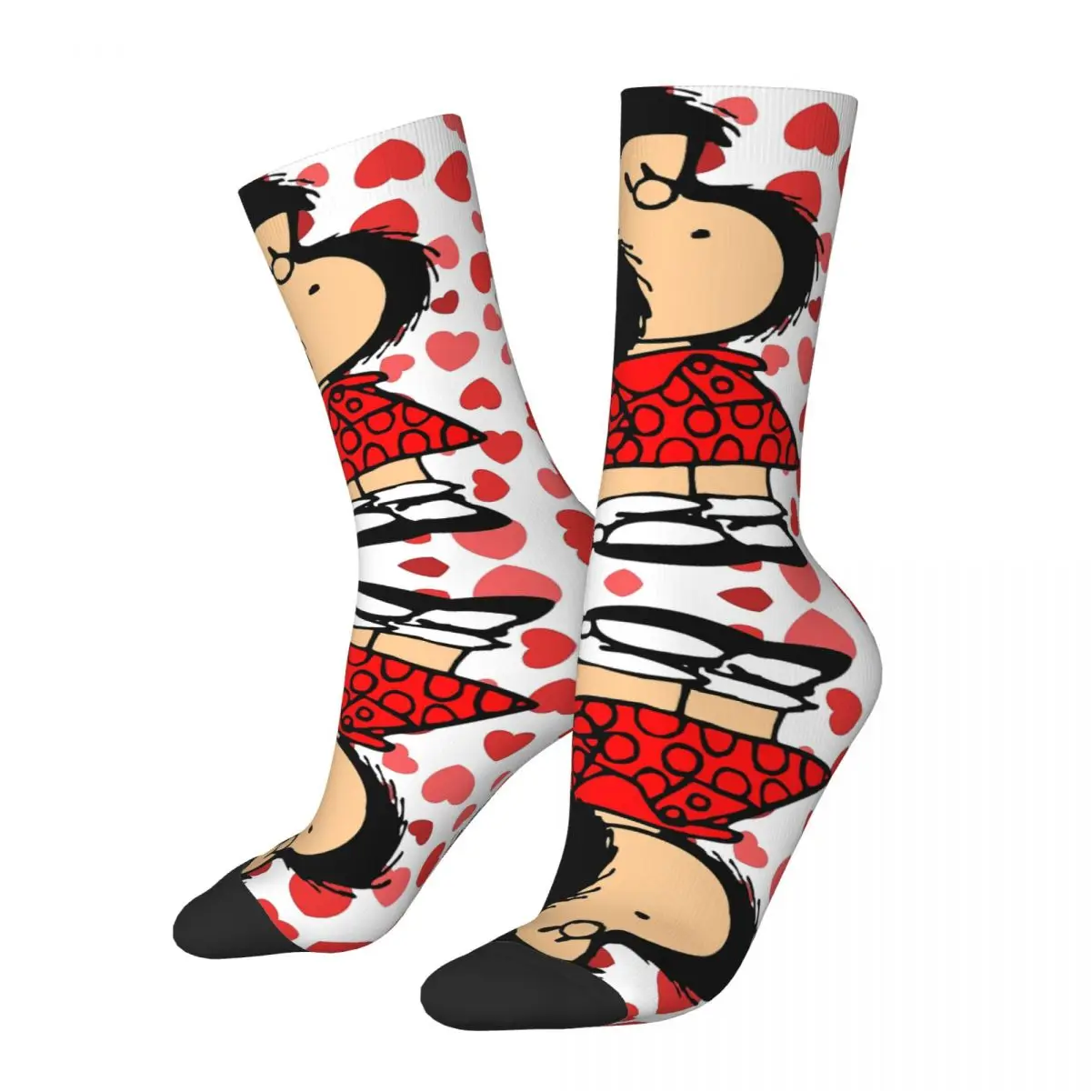 Funny Happy Power With A Surprised Face Men's Socks Vintage Harajuku M-Mafalda Hip Hop Novelty Pattern Crew Crazy Sock