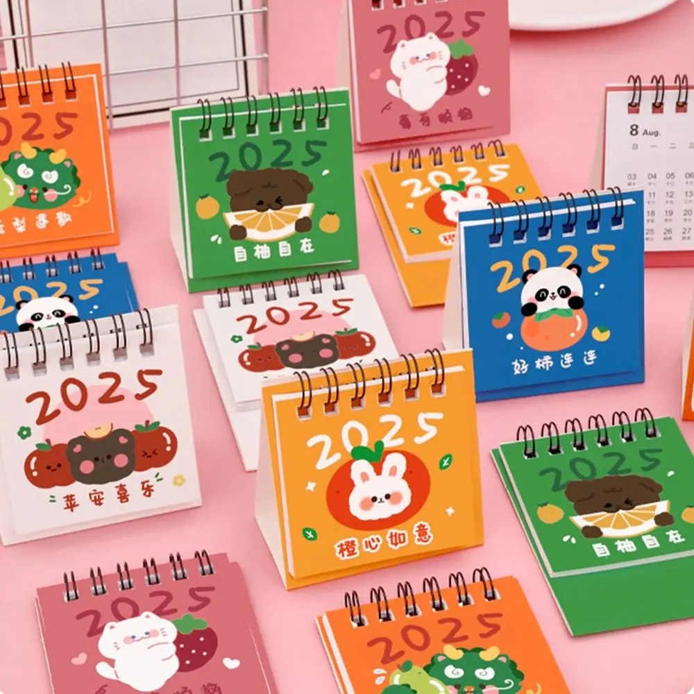 Creative 2025 Mini Calendar Thick Paper Portable Mini Desktop Calendar Pocket Calendar To Do List Standing Flip Calendar