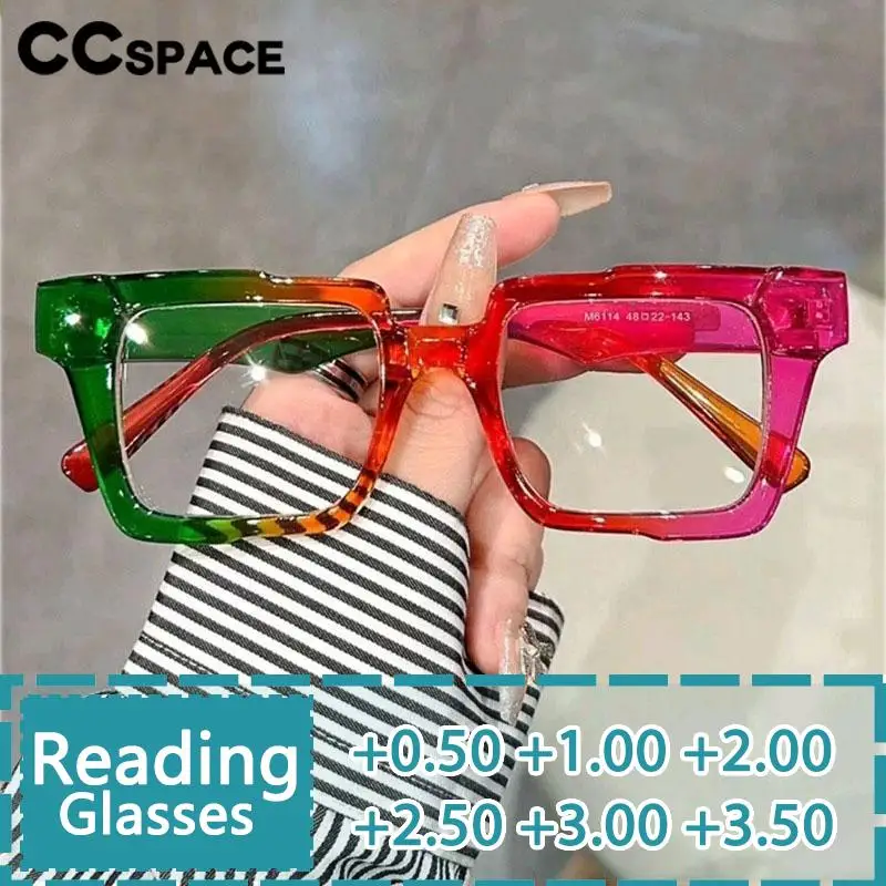 R57529 Fashion Color-Blocked Reading Glasses Women Casual Square Optical Presbyopia Eyeglasses Diopter +50+100+150+200+300+350