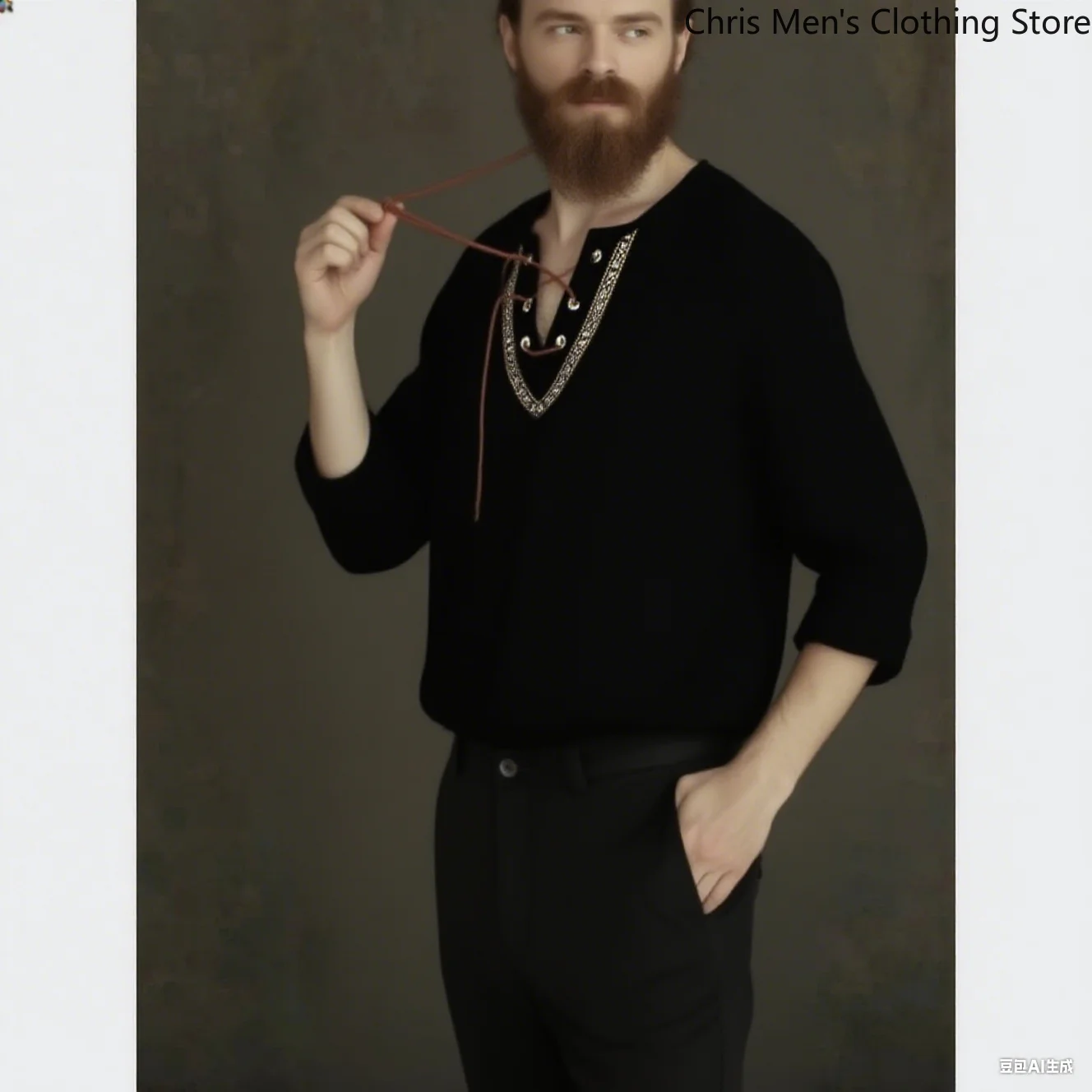 

【2025 Retro Classic】Мужская футболка с длинными рукавами и v-образным вырезом — повседневный хлопковый топ свободного покроя (универсальное многослойное необходимое)