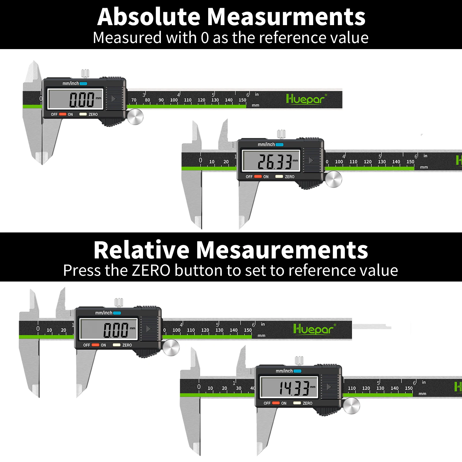 Huepar 150mm Digital Caliper Stainles Steel Electronic Magnetic Vernier Caliper For Inner Outer Depth Level Scale Measuring Tool