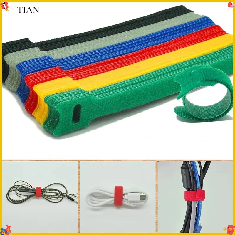 Releasable Cable Ties Wire Organizer Black 15cm Nylon Hook Loop Straps Wrap Zip Bundle Bandage Tie Plastics Fastening