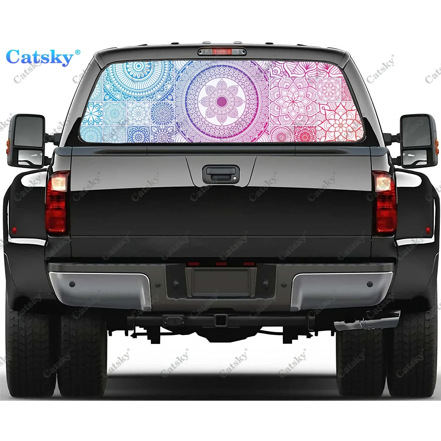 

Ornament Classical Pattern Rear Window Decals for Truck,Pickup Window Decal,Rear Window Tint Graphic Perforated Truck Sticker