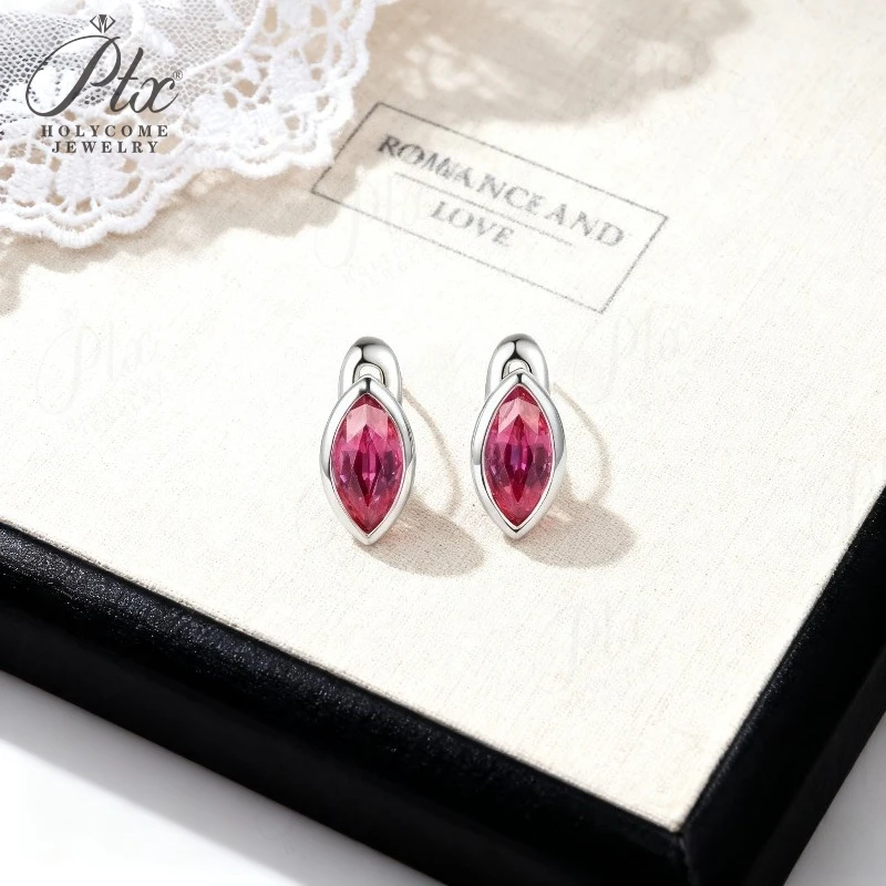 

Marquise Cut Moissanite Lab Grown Columbia Emerald/Ruby Earrings S925 10K 14K Gold Colorful Studs Gift for Wife Mother