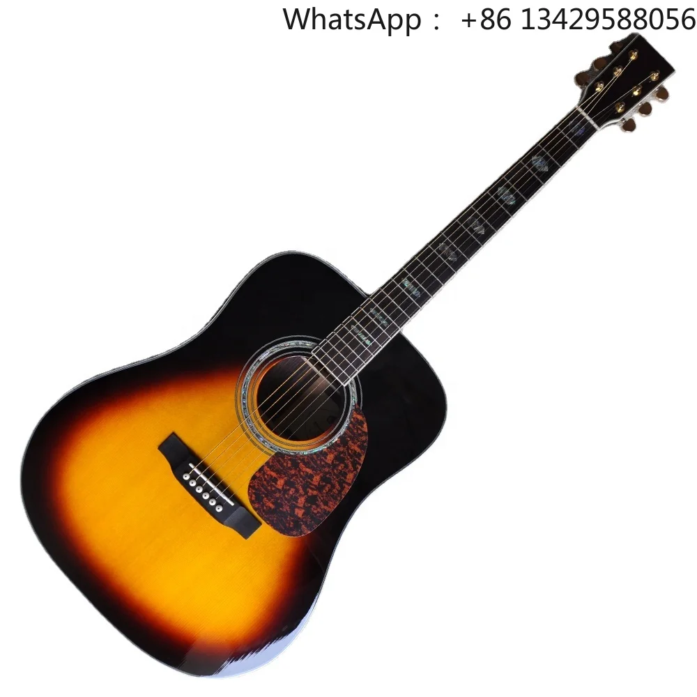 Flyoung Tobacco Sunburst 41 Inch Acoustic Guitar D45 Model Top Solid Classical Guitar Acoustic
