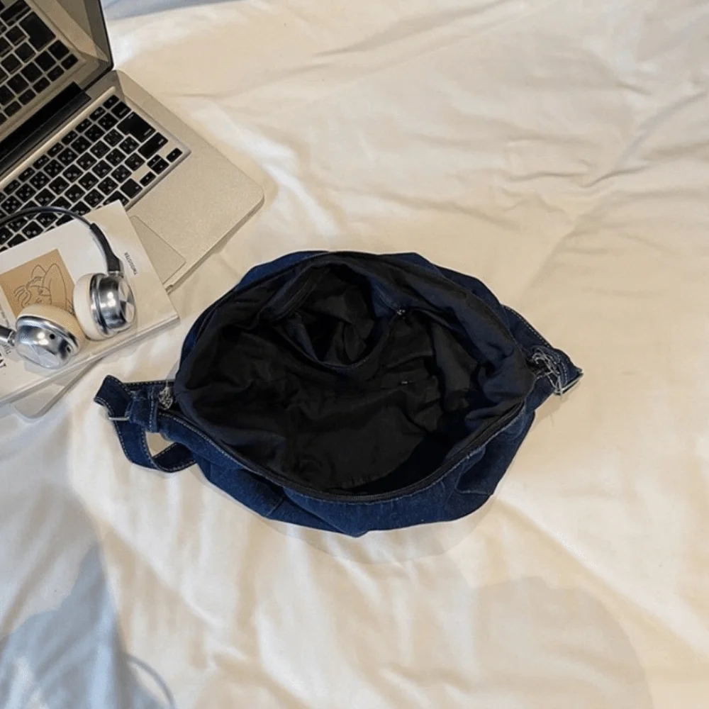 أزياء خمر الدنيم حقيبة كتف سعة كبيرة عبر الجسم المتشرد حقيبة رافعة سستة تنوعا حقيبة يد حقيبة يد