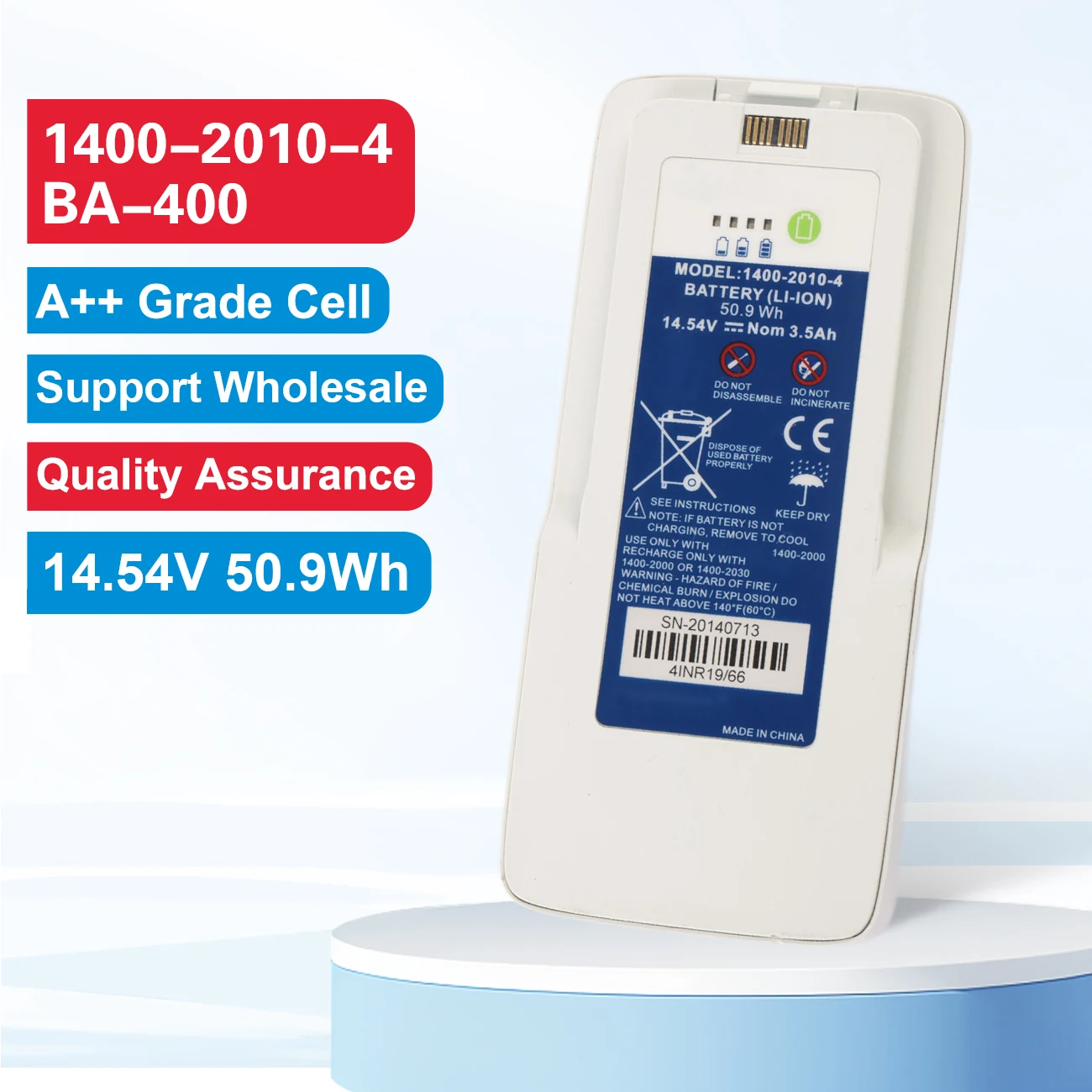 BA-400 1400-2010-4 Ersatzakku für Inogen One G4 tragbaren Sauerstoffkonzentrator 1400-0210-4 14,54V 50,9Wh/3,5Ah