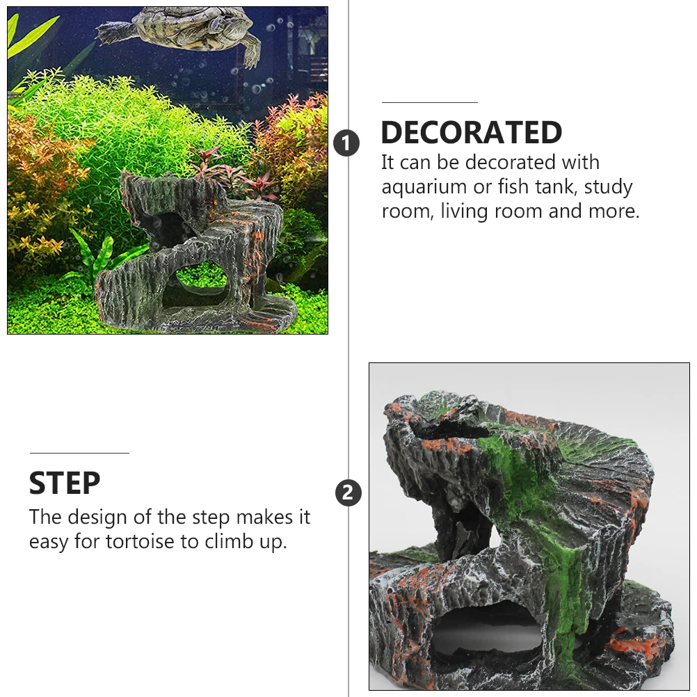 

1Pcs Turtle Basking Terrace Resin Climbing Platform Fish Tank Aquarium Ornament Reptile Hiding Cave Landscaping Tool