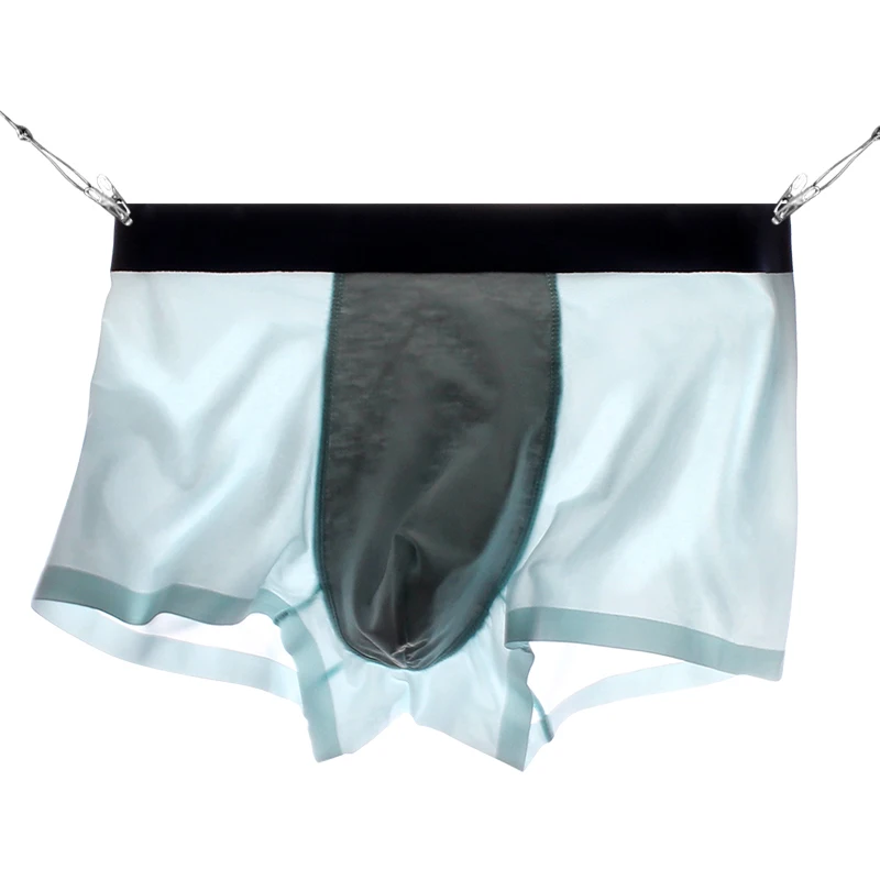 Unterwäsche Herren-Boxershorts aus Eisseide, nahtlos, atmungsaktiv, antibakteriell, Sport-Boxershorts im Schritt, Sommershorts