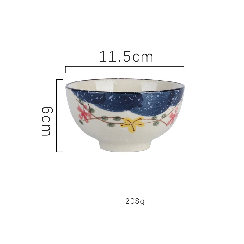 Japanese Ceramic Rice Bowl Small Soup Noodle Bowls Tableware Retro Salad Bowl For Household And Hotel Kitchen