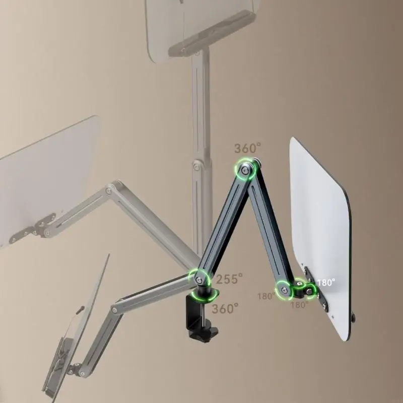 R58F Acrylic Laptop Holder Arm Mount, Adjustable Elevations Laptop Stand for Improved Postures and Convenience Reading