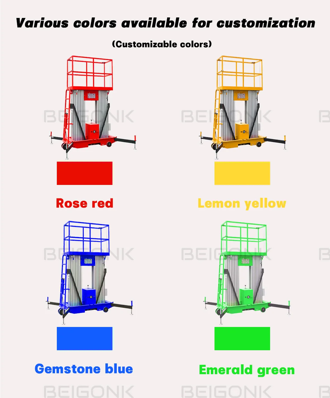 Enhanced Stability Double Mast Lift Vertical Aerial Work Platform Customized Aluminum Alloy Double Mast Lift