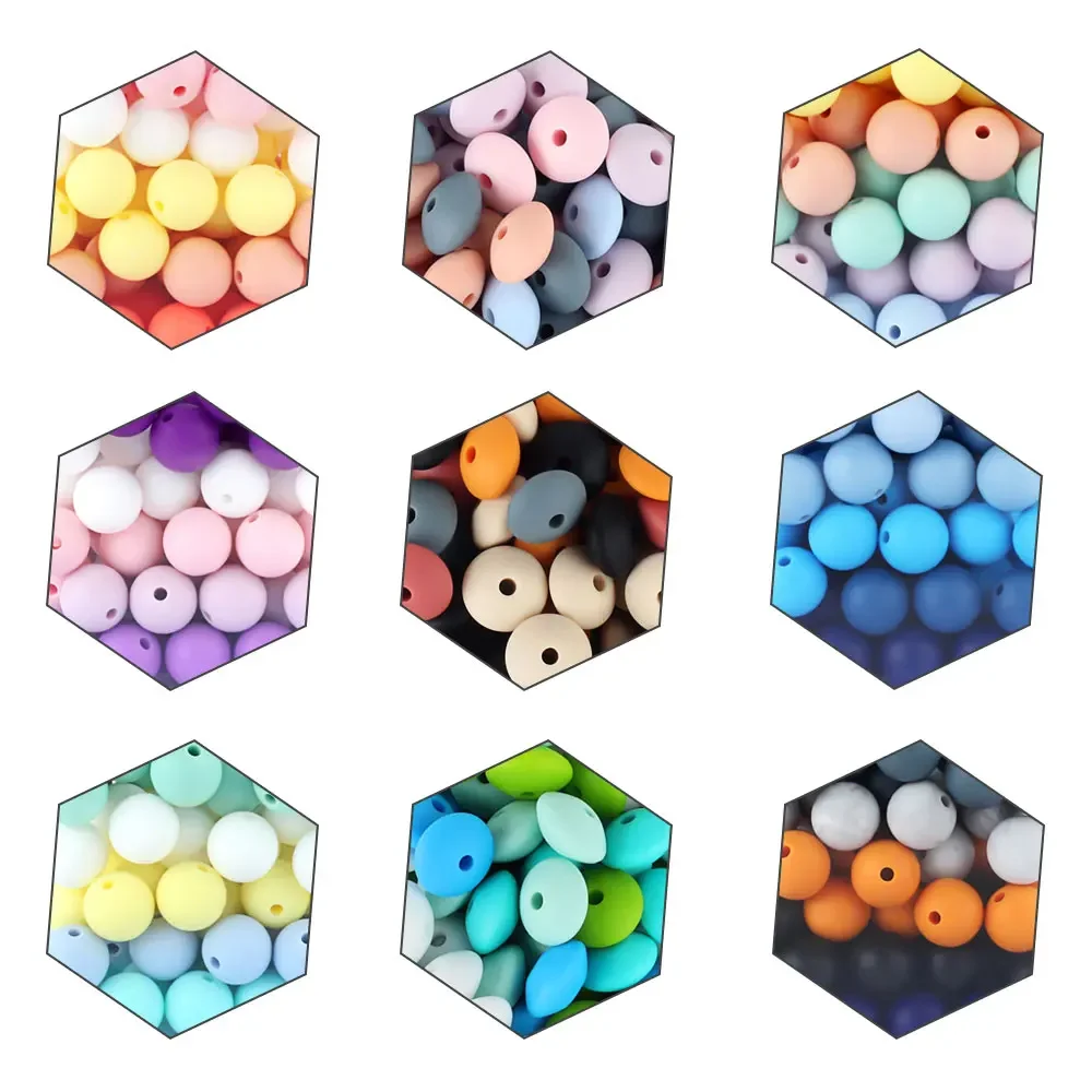 50Pcs 12mm Silicone Beads Lentils Round Beads Colorful For Jewelry Making DIY Beaded Pen Necklaces Accessories Wholesale