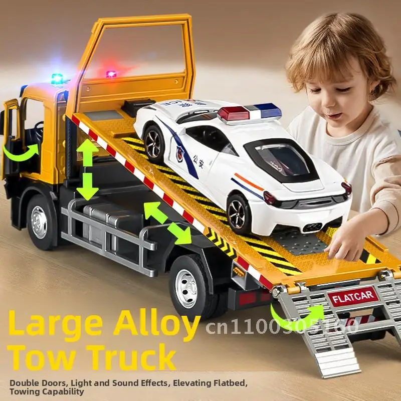 

Road rescue car alloy garbage truck simulation flatbed trailer engineering vehicle toy