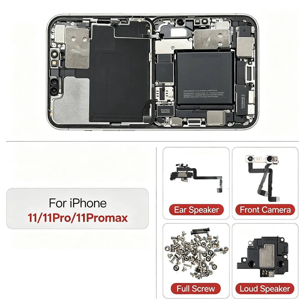 inner Part Replacement For iPhone 11 Pro Max Ear Speaker Front Camera Flex Cable Loud Speaker Full Set Screws Earpiece