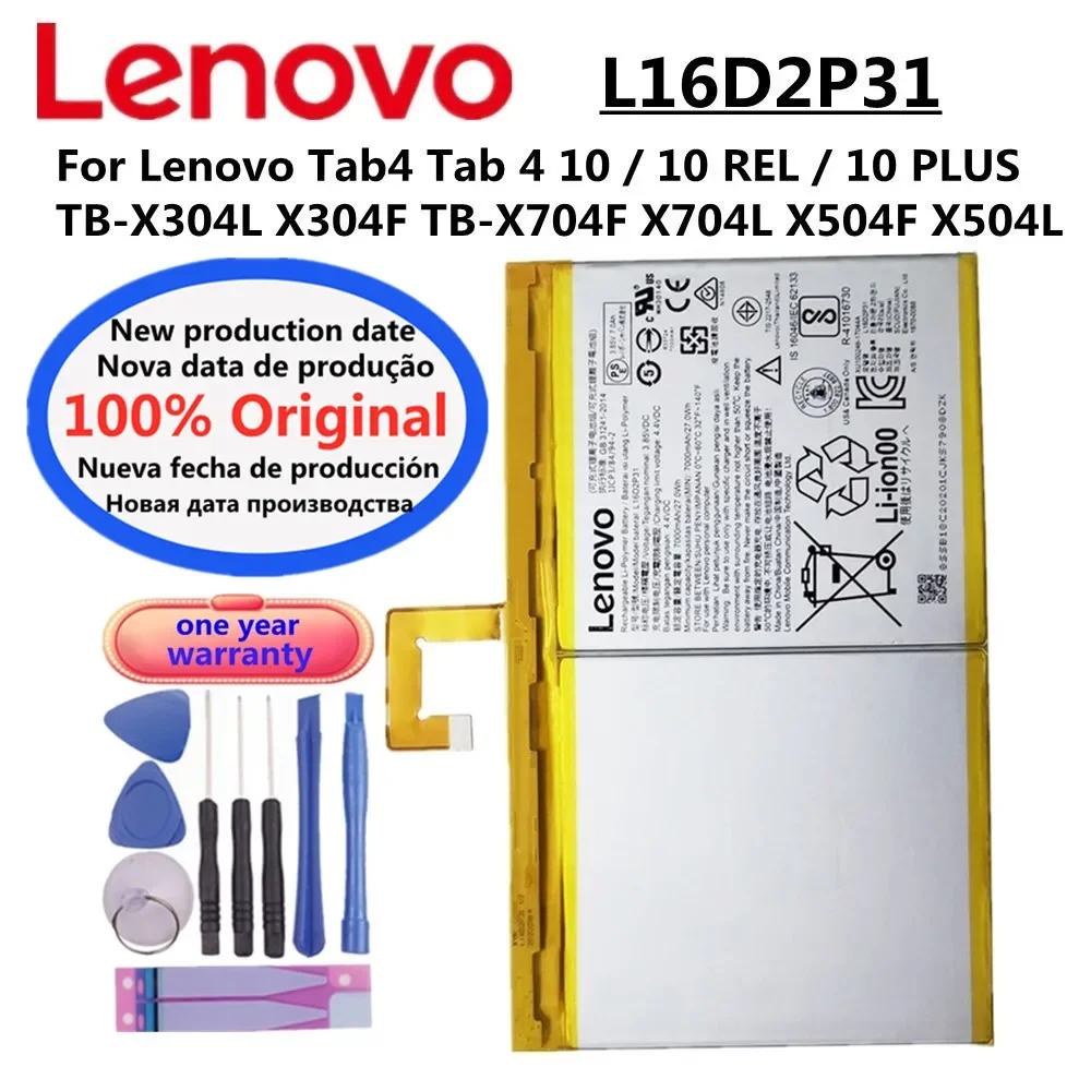 

L16D2P31 Original Battery For Lenovo Tab 4 10 / 10 REL / 10 PLUS TB-X304L X304F TB-X704F X704L X504F X504L Tablet Batteria