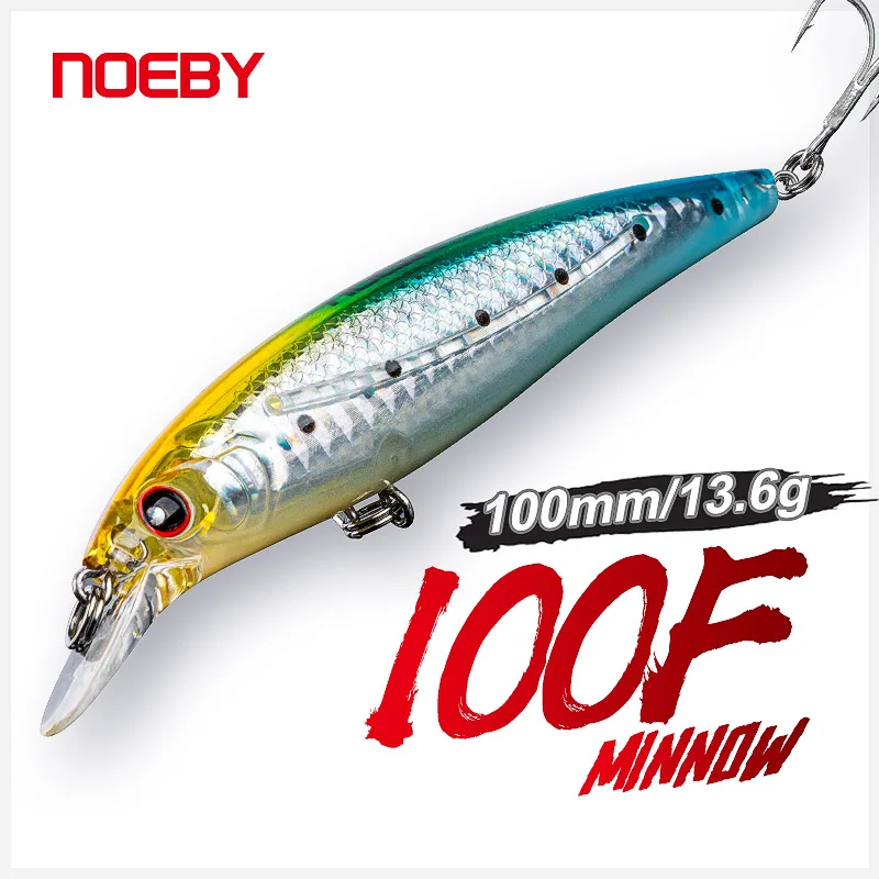 Noeby Minnow Fishing Lure 100mm 13.6g Floating Wobbler Jerkbait Artificial Hard Bait for Bass Freshwater Saltwater Fishing Lures