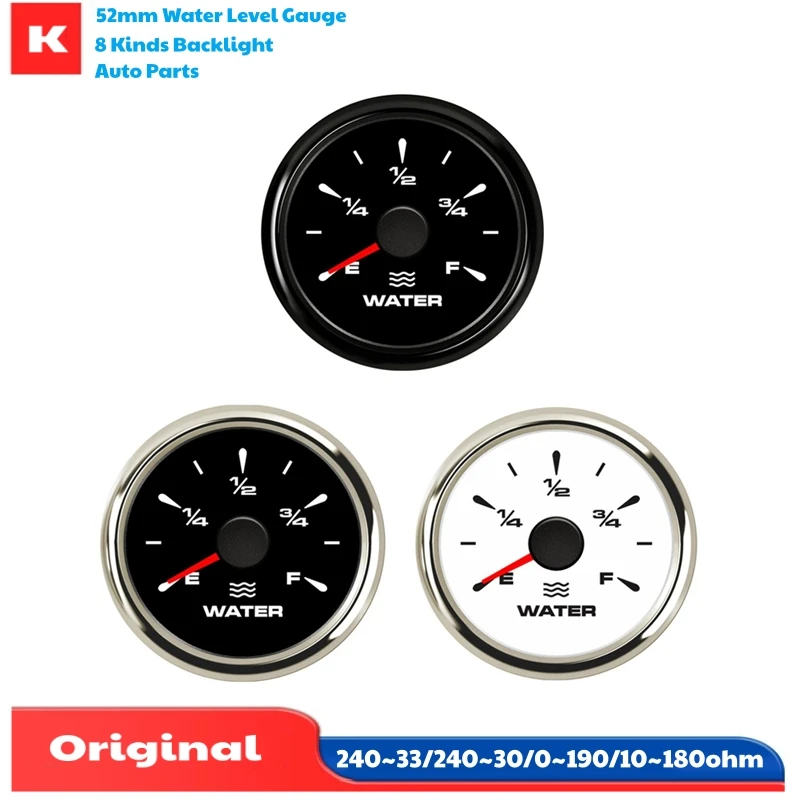 

Auto Boat 52mm Water Level Gauges 0-190ohm 0-180ohm 240-30ohm 240-33ohm Input Signal Water Level Meters with 8 Kinds Backlight