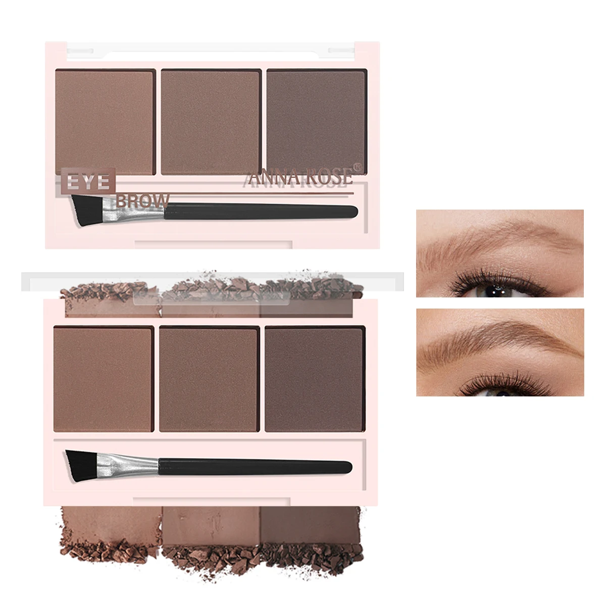 بودرة حواجب بثلاثة ألوان طبيعية، سهلة الاستخدام، مقاومة للماء ولا تقشر #4