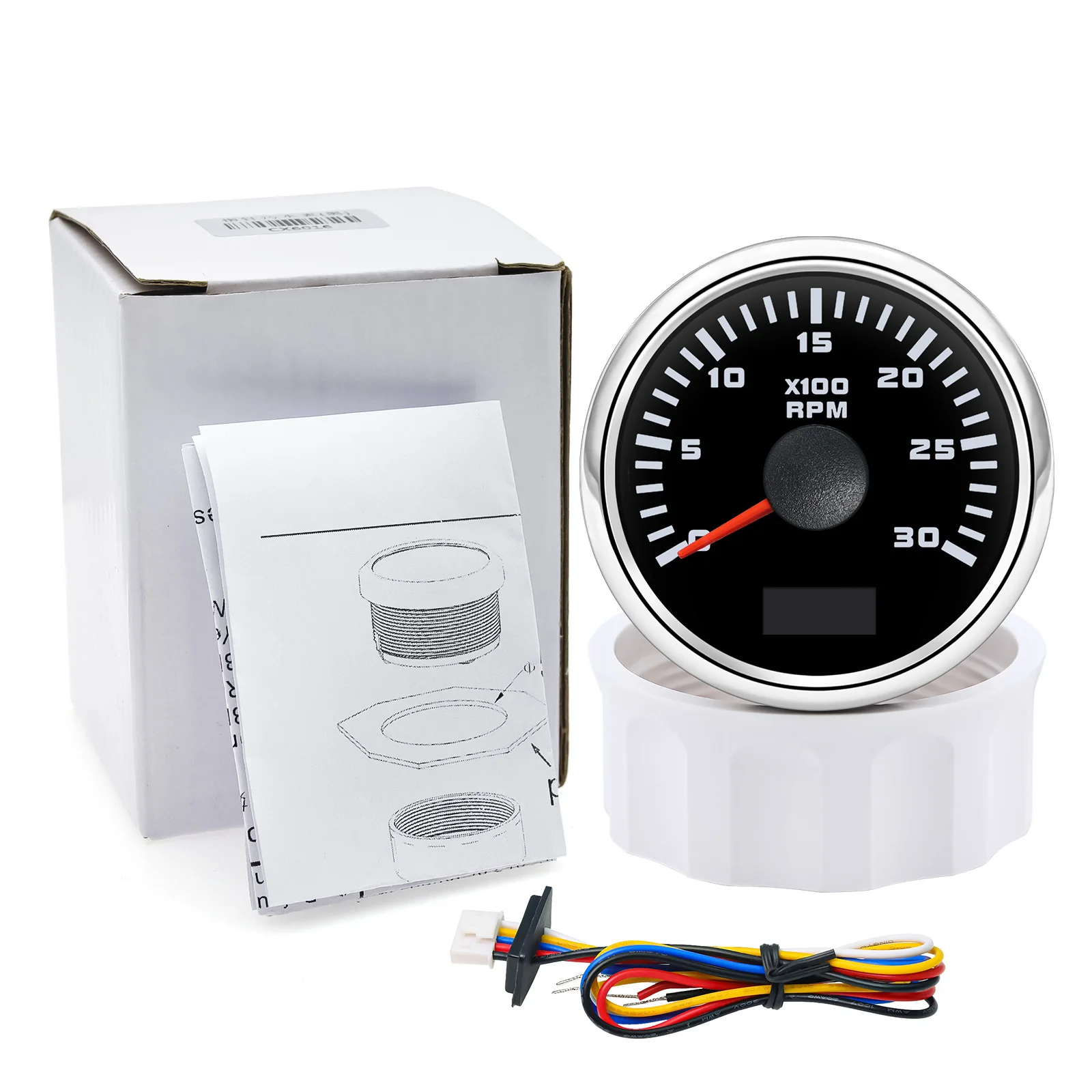 52mm Tachometer 7 Color Backlight Waterproof Digital LCD Hour Meter for Car Marine Boat Yacht 12V 24V