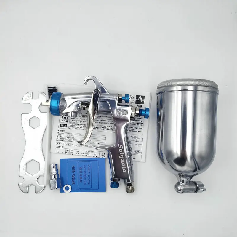 W-101G/S Polished Pot Paint Gun, Pneumatic High Atomization Topcoat Spray Gun, Special Spray Gun for Automobile Tools