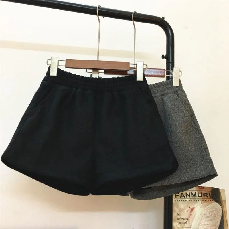 Shorts Women Autumn Cozy Elastic Waist Stylish Solid Feminino Korean Simple Vintage Elegant Casual Popular High Street All-match