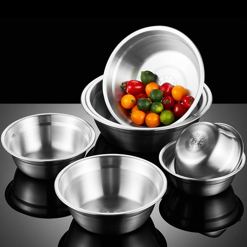 Thick 304 Stainless Steel Soup Bowl Matte Light Insulated Salad Noodles Bowls Public Hosehold Basin Korean Fashion Tableware