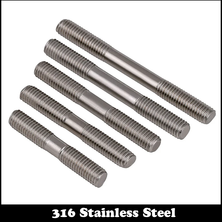 M6 M6*130 M6x130 M6*140 M6x140 M6*150 M6x150 316 Stainless Steel 316ss DIN835 Screw Headless Double End Thread Rod Bolt Stud