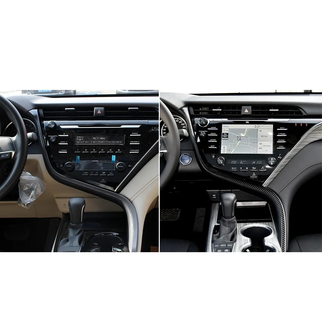For Toyota Camry XV70 8th 2018-2019 Car Accessories Carbon Fiber Central Control Dashboard Decorative Strip Interior Stickers 4