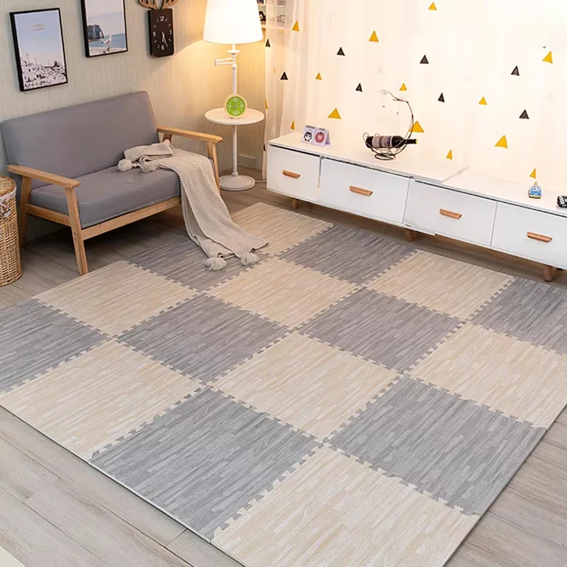 

Wooden Baby EVA Foam Play Gym Puzzle Mat Interlocking Exercise Tiles Crawling Carpet for Kids Game Activity Soft Floor 30x30x1cm