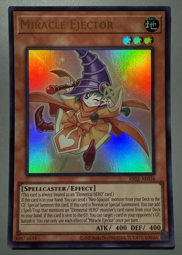 Yugioh KONAMI Duel Monsters ES02-AE036 Miracle Ejector Ultra Rare Asian English Collection Carte en état neuf