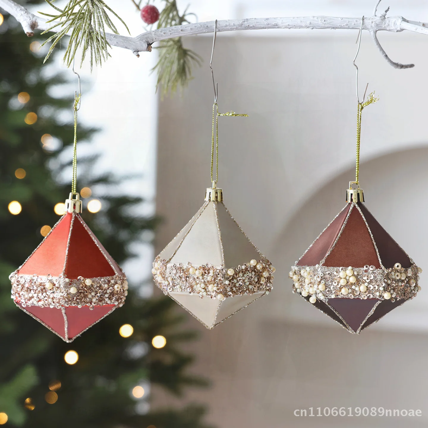 Juego de bolas navideñas coloridas de forma especial con decoración en polvo de meteorito, bola creativa de avellanas con diamantes de cristal para fiestas