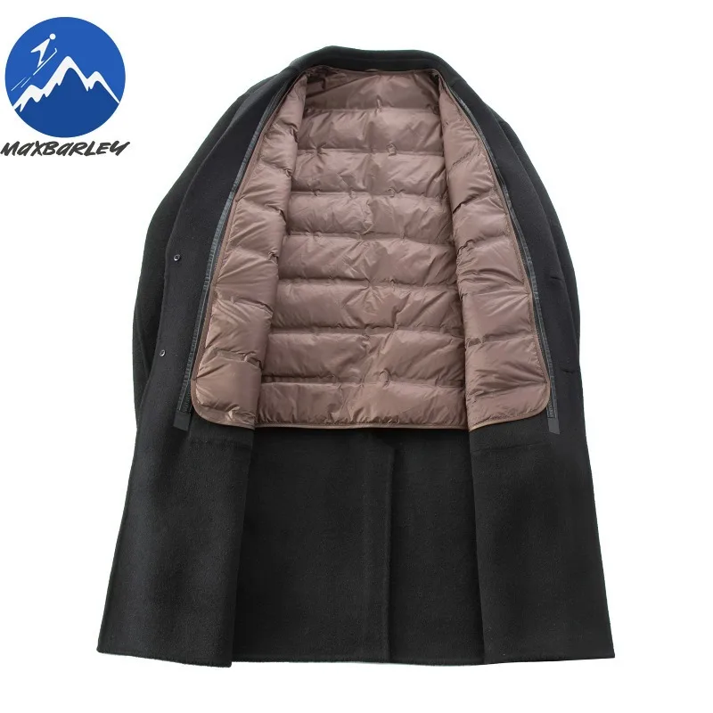 Maxbarley Luxury Men Down Jacket Suit Collar Outdoor Work Windproof Parka High Quality Detachable Lnner Warm Winter Wool Coats