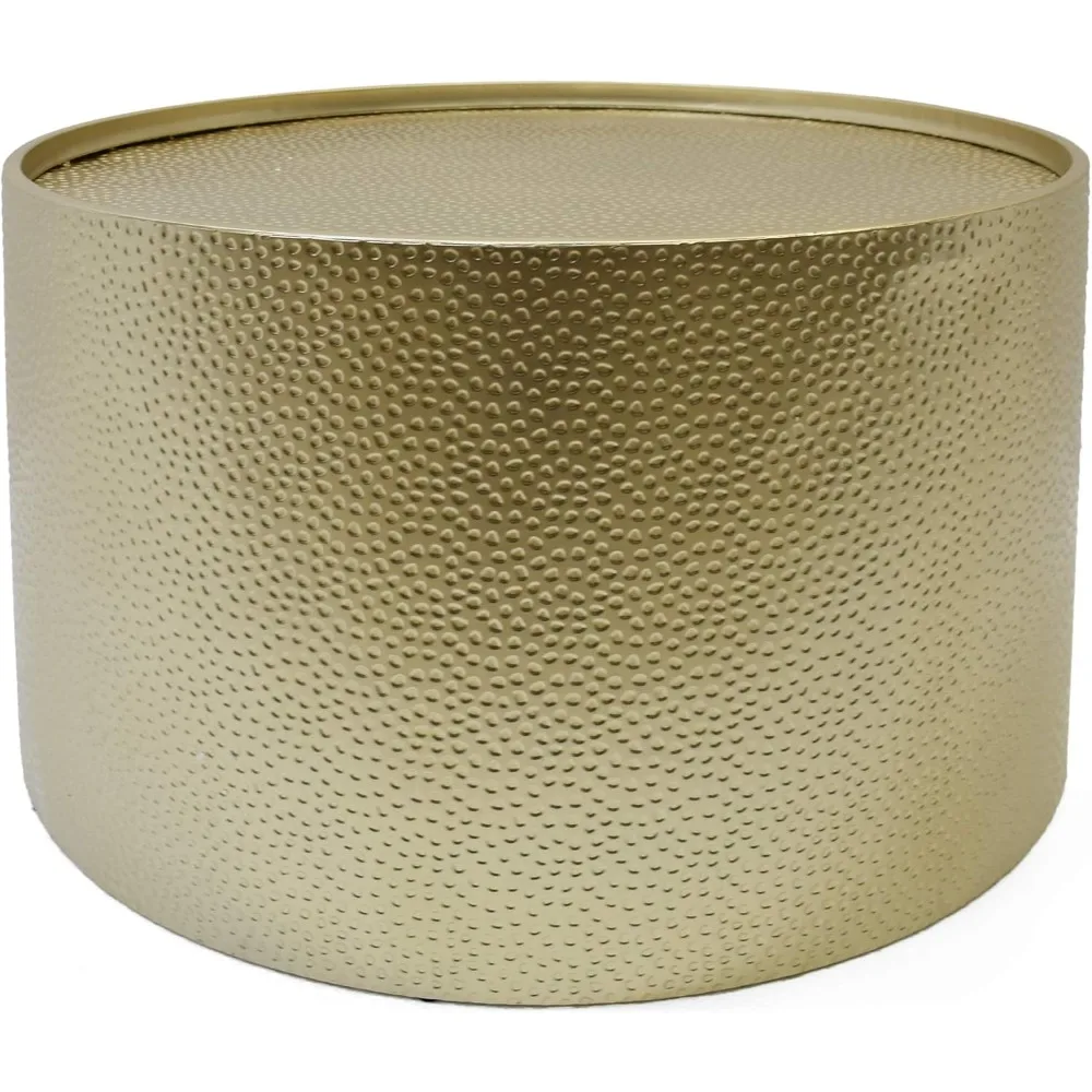 

Rache Modern Round Coffee Table with Hammered Iron, Gold, 26. 00” L x 26. 00” W x 17. 00” H