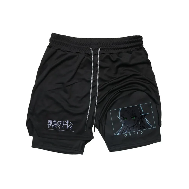 

Frieren 2in1 Running Shorts Men's Gym Fitness Training Quick Dry Short Pants Male Outdoor Sport Jogging Built-in Pocket Bermuda