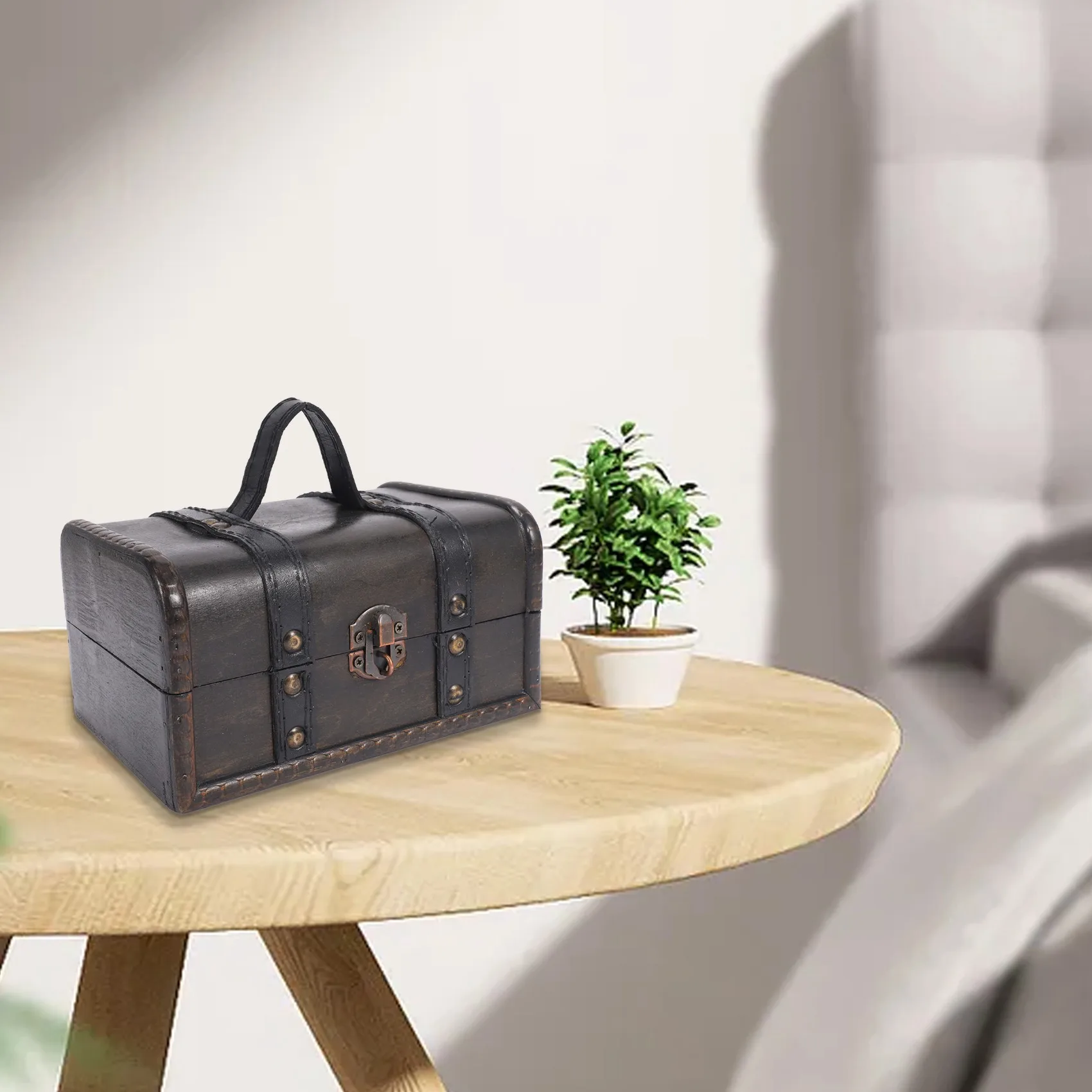 

Retro Treasure Vintage Wooden Storage Box Antique Style Password