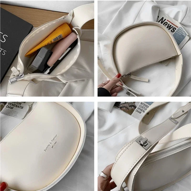 Designer Brand Adjustable Wide Strap Girls Purses And Handbags For Women Semicircle Saddle Shoulder Crossbody Bags For Women