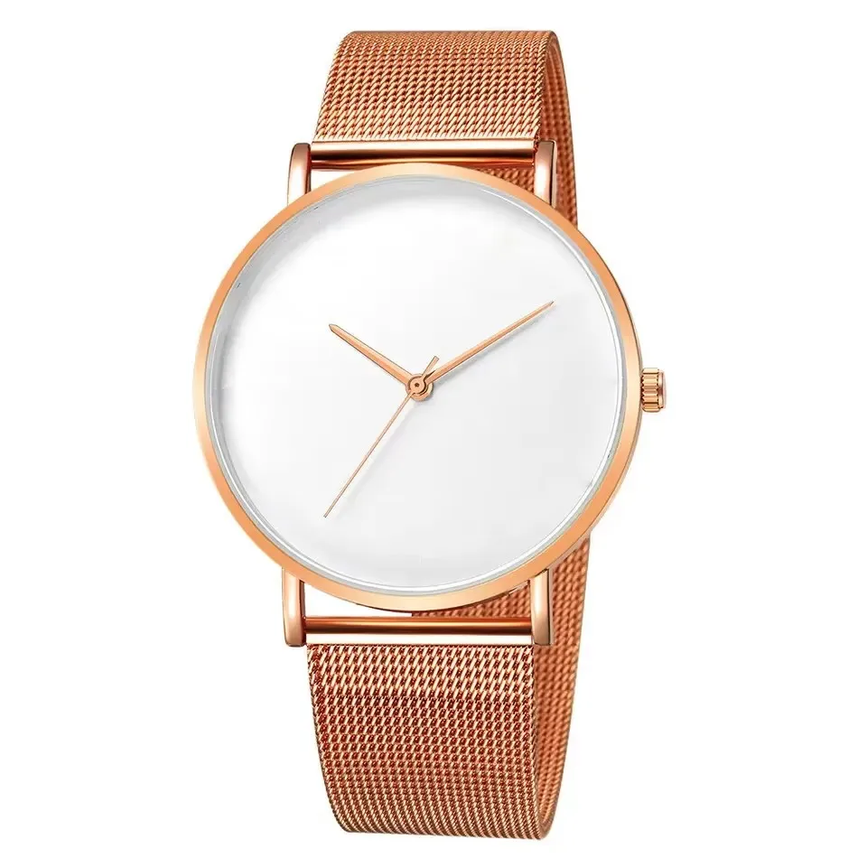 No logo Simple Watch with Blank Dial Mesh Stainless Steel Band Men Watches Thin Minimalist Customized Watch 40mm High Quality