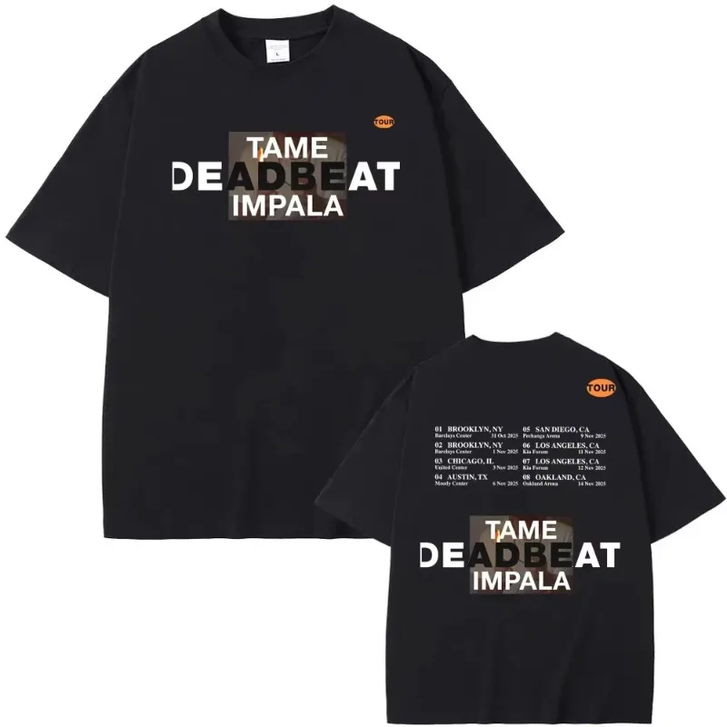 Tame Impala - Deadbeat Tour2026 T-Shirt Summer Rock Sleeve Oversized O-neck Tops Clothes Round Neck Rapper Ropa Mujer
