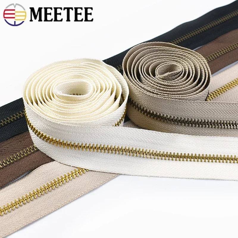 1/2/3/4Meters Meetee 5#  Metal Zipper Without Slider Garment DIY Zippers for Sewing Crafts Clothing Bags Accessories ZA176