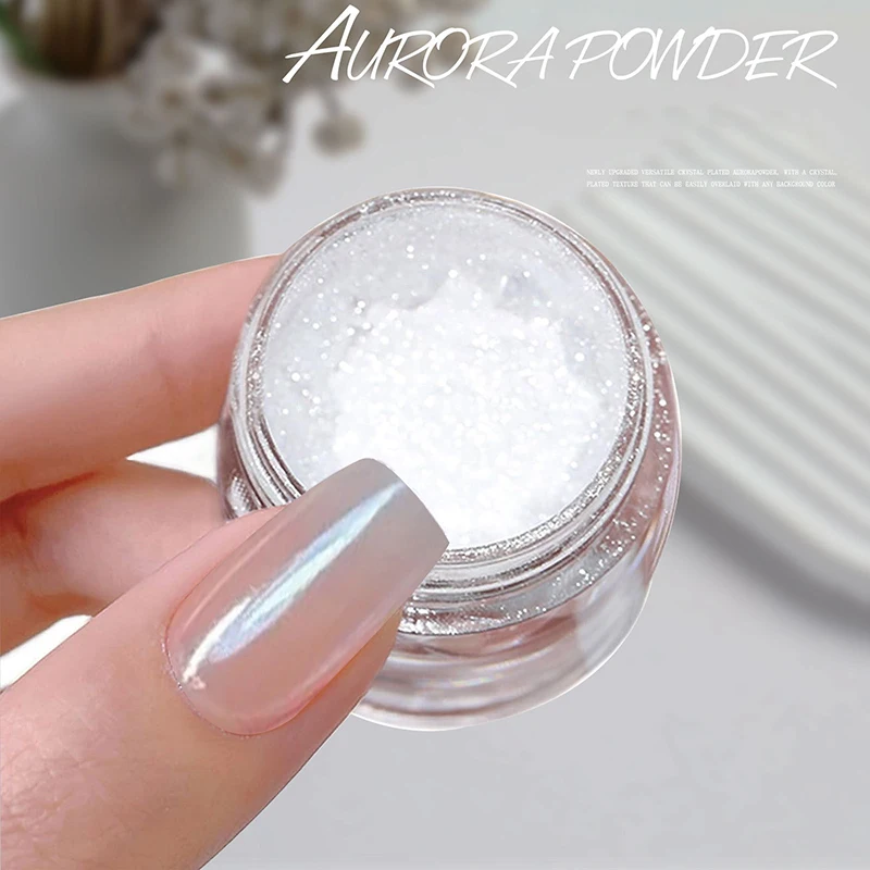 Moonlight Mirror Nails Powder Aurora Metallic Silver Effect Pigments Glitter Chrome Holographic Nail Powders Nail Tip decoration