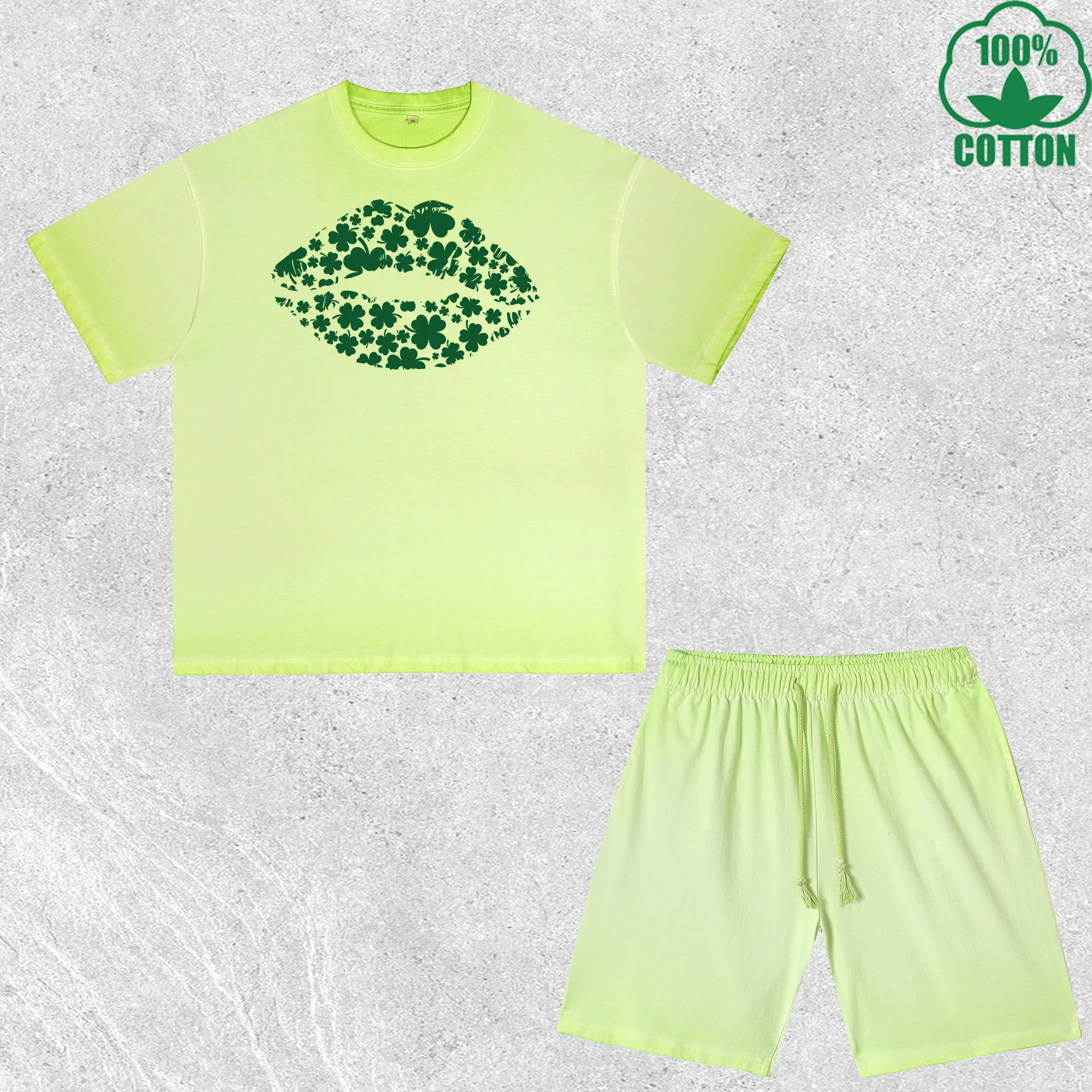 

KissShamrock Printed Dirty Wash T-Shirt Shorts Set Multicolor Combo Loose Trendy Fashionable 100%Cotton Short Value Pack