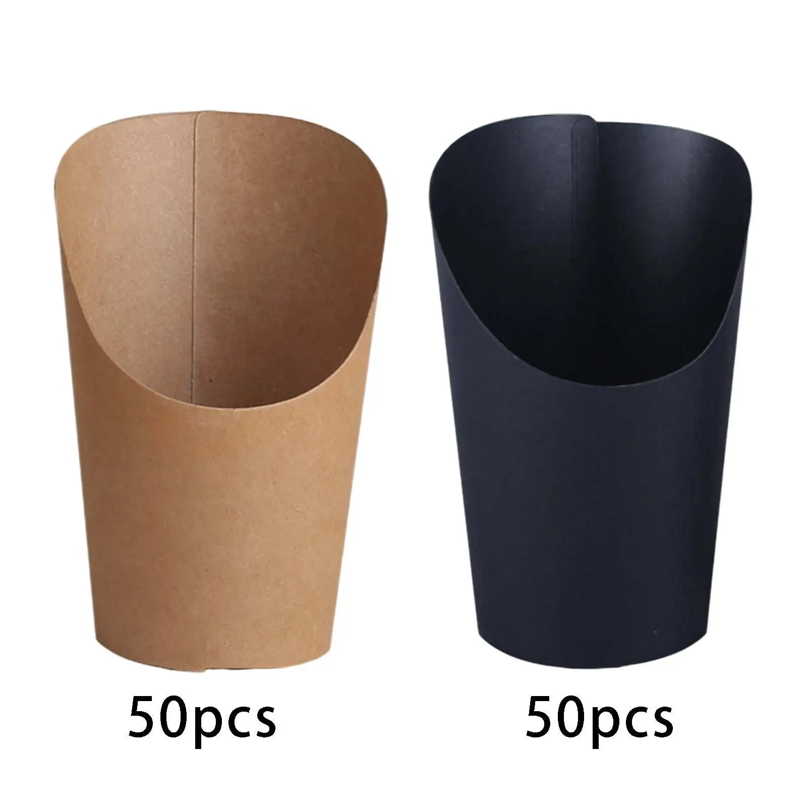 50Pcs French Fries Holder Disposable Kraft Paper French Fry Cup Popcorn Box Snack Dessert Potato Chips Containers Party Supplies