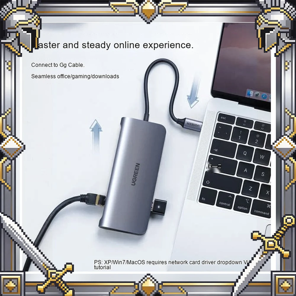 UGREEN 70490 USB C Hub 9 in 1 with 4K HDMI VGA Gigabit Ethernet USB 3.0 SD TF PD Type C Docking Station