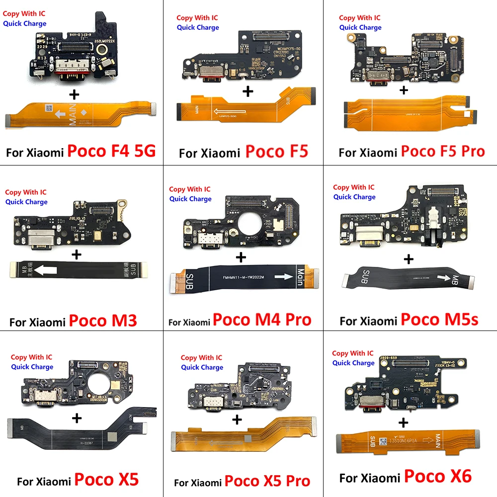 Ładowarka USB Złącze portu dokującego Główny elastyczny kabel do Xiaomi Poco F1 F2 F3 F4 F5 X3 X4 X5 X6 M3 M4 M5s Pro 4G 5G