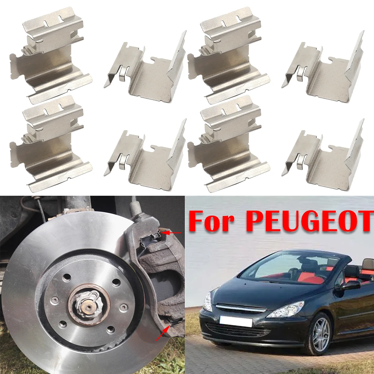 

Car Brake Pad Fitting Shoe Hardware Shims Kit For PEUGEOT 1007 2008 207 208 3008 301 307 308 408 SCENIC PARTNER GRAND SCENIC