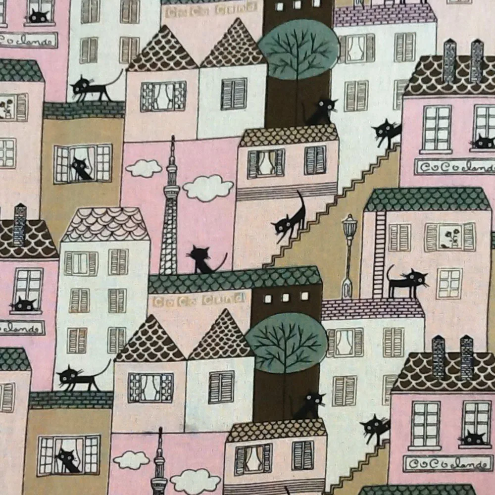 Nordic Small House Series Vintage Patchwork Painting Hemp Cotton Linen Fabrics Sewing Textiles Manual Craft Cloth DIY Materials